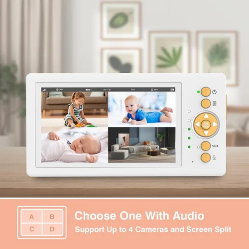 Miniatura 5 de Monitor de bebé sin WiFi, monitor de bebé de 5 pulgadas 720P HD con cámara y audio con batería de 30 horas de duración, monitor de cámara para bebé