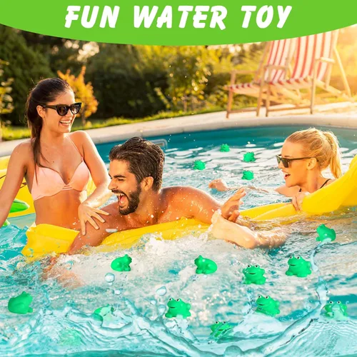 Miniatura 5 de Mototo 60 piezas de ranas chirriantes pequeñas ranas chirriantes flotan juguete de baño verde ducha natación bañera juguete relleno huevos de Pascua