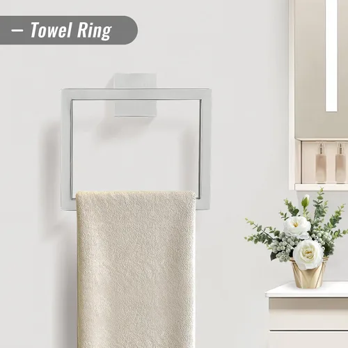 Miniatura 3 de YACVCL Juego de barras para toallas, juego de herrajes para baño de 5 piezas níquel cepillado accesorios de baño, juego de soportes para toalleros