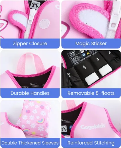 Miniatura 5 de Gogokids Chaleco de natación para bebé, flotadores para niños de 33-66 libras, chaqueta de natación para niños con alas de agua para niños de 2 3 4
