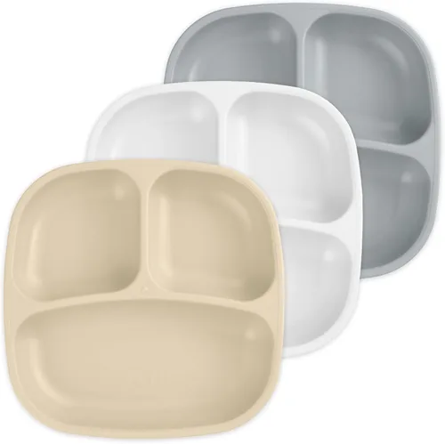 Miniatura 39 de Re-Play Platos para niños pequeños con divisores, 3 compartimentos de pared profunda, platos divididos para niños con 3 tapas, aptos