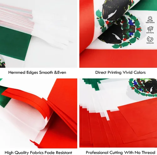 Miniatura 4 de Banderín de bandera de México, 38 banderas, 42 pies, pequeñas banderas mexicanas para decoración de campo, escuela, fiesta, eventos deportivos