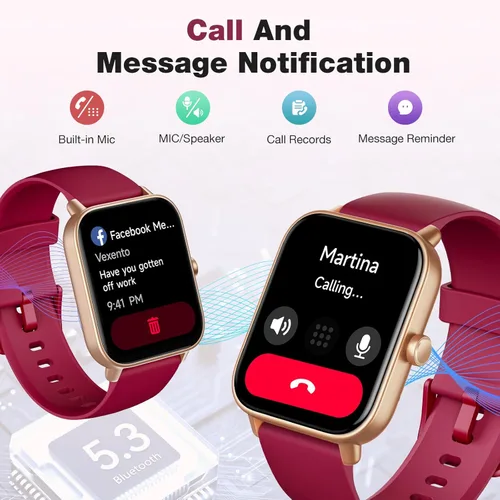 Miniatura 2 de Fitpolo Reloj inteligente para mujer, pantalla táctil de 1.8 pulgadas, llamada Bluetooth, Alexa integrado, monitor SpO2 de frecuencia cardíaca 24/7