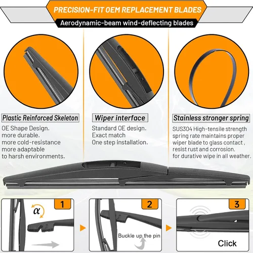 Miniatura 5 de AUTOBOO Escobillas Limpiaparabrisas de repuesto de 24"+19" pulgadas para Honda CRV CR-V 2023 2024 2025 con escobilla limpiaparabrisas trasera de 10
