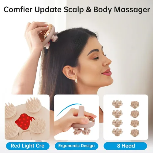 Miniatura 2 de COMFIER Masajeador de cuero cabelludo inalámbrico con 3 modos de amasado, regalos, masaje de cabeza impermeable con 8 garras para limpieza profunda