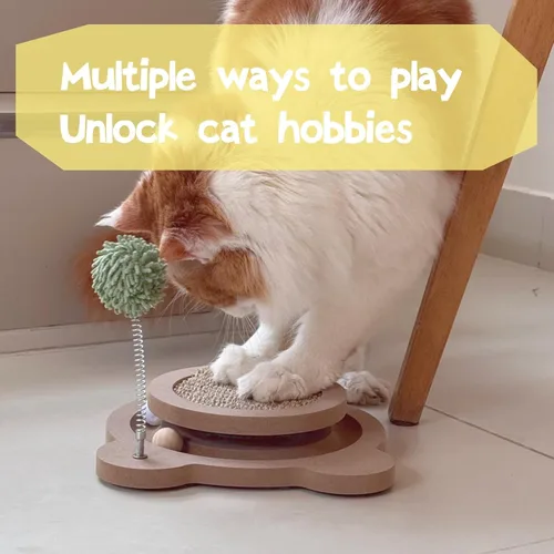 Miniatura 5 de Lindo rascador de gato, juguetes rascadores interactivos para gatos de interior y gatito natural de sisal para gatos, pelotas de pista, juguete