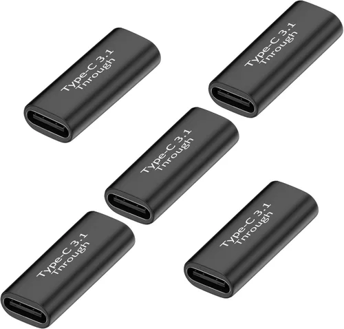 Pastall Paquete de 5 adaptadores USB C hembra a hembra. Extensor Usbc. Acoplador USBC soporta transferencia de datos de hasta 10 Gbps y carga rápida