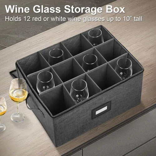 Miniatura 2 de Mayniu Contenedores de almacenamiento de copas, caja de almacenamiento de copas de vino con divisores para vasos, cristalería, cristal, cajas
