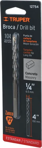 Miniatura 4 de TRUPER BCT-1/4X4-B Brocas para mampostería, en ampolla. Vástago de 7/32" 1/4" 4" (102mm)