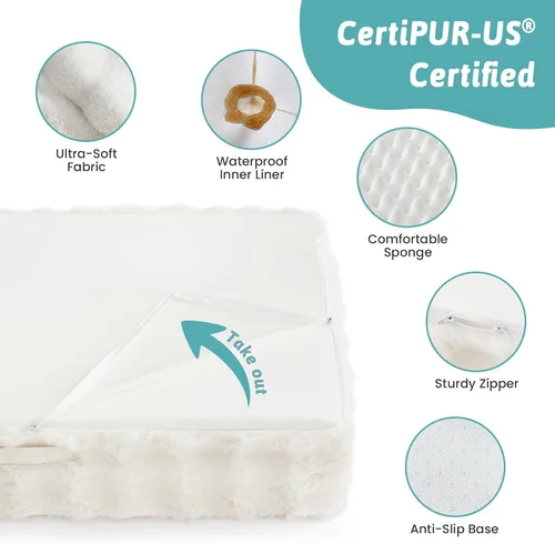 Miniatura 5 de COZY KISS Cama ortopédica de piel sintética de conejo para perro, cama grande para perro, sofá de espuma de apoyo para mascotas con funda de forro