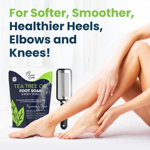 Miniatura 6 de FOOT CURE Juego de pedicura exfoliante y removedor de callos – Kit de cuidado que incluye lima para piel muerta, sales de remojo de aceite de árbol