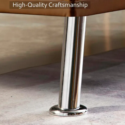 Miniatura 6 de Sofá cama tipo futón moderno de 66.5 pulgadas con patas de metal/2 portavasos, sofá biplaza tapizado plegable convertible, asiento de espuma