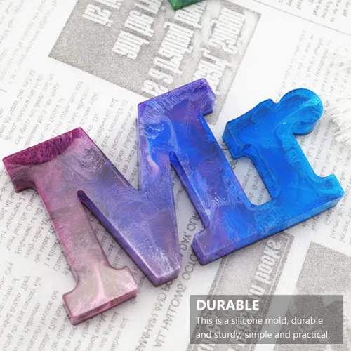 Miniatura 2 de HEALLILY Molde de silicona con alfabeto de 7.83 x 3.34 pulgadas, flexible, reutilizable, para decoración del hogar, manualidades, resina epoxi