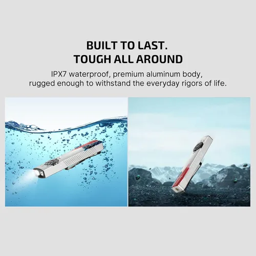 Miniatura 6 de OLIGHT Arkfeld Pro - Linterna plana recargable EDC con haz verde, combo UV y LED blanco, 1300 lúmenes, luces de bolsillo portátiles, triple fuente