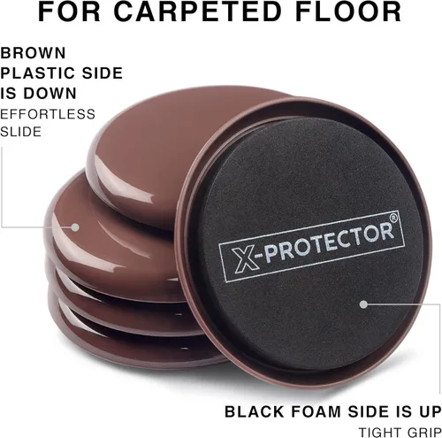 Miniatura 5 de X-Protector Deslizadores de muebles – 8 piezas de 3 1/2 pulgadas – 4 deslizadores de muebles para pisos de madera dura y 4 deslizadores de muebles