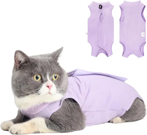 Miniatura 7 de Traje de recuperación para gatos para heridas abdominales o enfermedades de la piel, mameluco de gato para gatos después de la cirugía, traje