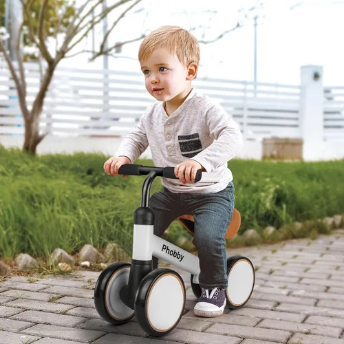 Miniatura 7 de Phobby Bicicleta de Equilibrio para Bebé para Niños y Niñas de 1 a 2 Años, Bicicleta de 4 Ruedas para Niños Pequeños con Asiento Ajustable, Juguete