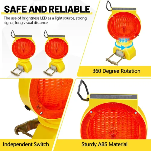 Miniatura 5 de 2 luces solares intermitentes de tráfico, luces solares de advertencia industrial, advertencia de tráfico, barricada, señal, intermitente, 2 caras