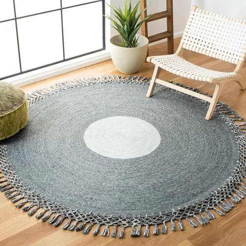 Miniatura 12 de SAFAVIEH Sahara Collection SAH490A - Alfombra de borlas hecha a mano estilo bohemio, redonda de 3 pies, color beige