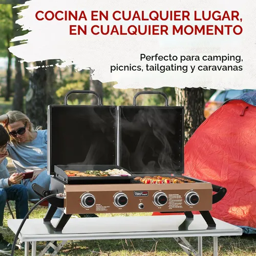 Miniatura 7 de GD4001TB Combo de parrilla y plancha de propano, 4 quemadores, parrilla de gas portátil para patio trasero o cocina al aire libre, 40000 BTU