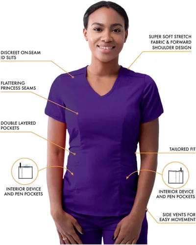 Miniatura 3 de Adar Pro Scrubs - Camiseta médica moderna con cuello en V