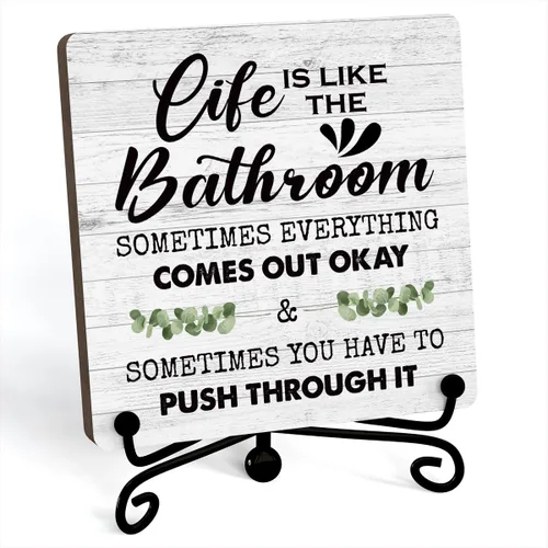 Miniatura 18 de Divertidas decoraciones de baño, decoración de estante de baño y accesorios, letreros de la vida es como el baño, bonito letrero de baño