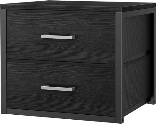 BOLUO Cajones de Almacenamiento Apilables Organizadores de Armario y Almacenamiento de Tela Negro Cómoda de 2 Cajones para Dormitorio Moderno