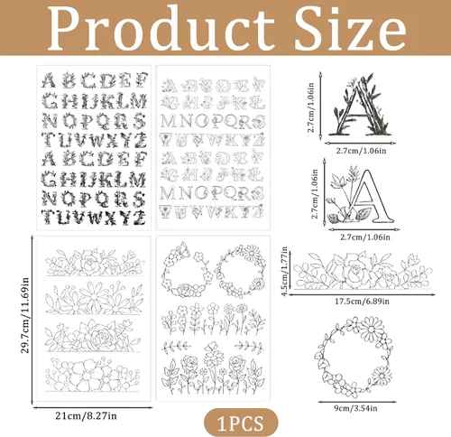 Miniatura 2 de 114 patrones de bordado solubles en agua, papel de punto con diseños de letras florales, hoja de transferencia soluble para estabilizador de costura