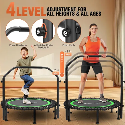 Miniatura 3 de ANCHEER Rebounder Trampoline 40"/48" Bungee Rebounder with 4-Level Adjustable Handle, Max 400-450 LBS Heavy-Duty Fitness Trampoline, Waterproof