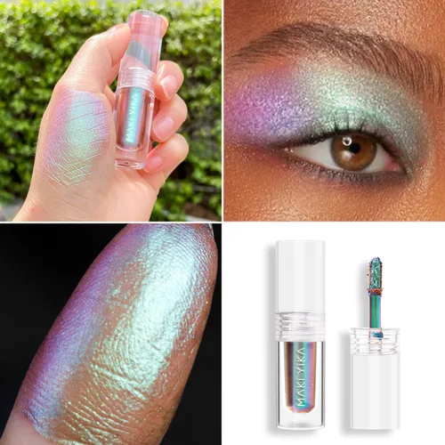 Miniatura 2 de Maki Yika Sombra de ojos líquida con brillo Ojos de camaleón metálicos Sombra de ojos multicolor cambiante de larga duración Sombra de ojos Aurora