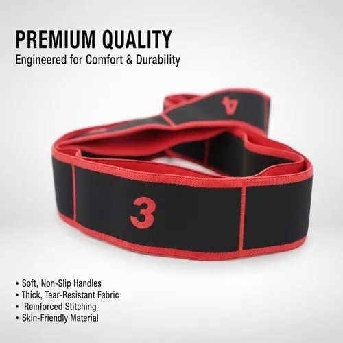 Miniatura 6 de Bandas de resistencia de fitness con asas, banda de resistencia para ejercicios de estiramiento y yoga, bandas ajustables para estiramiento de Rosa
