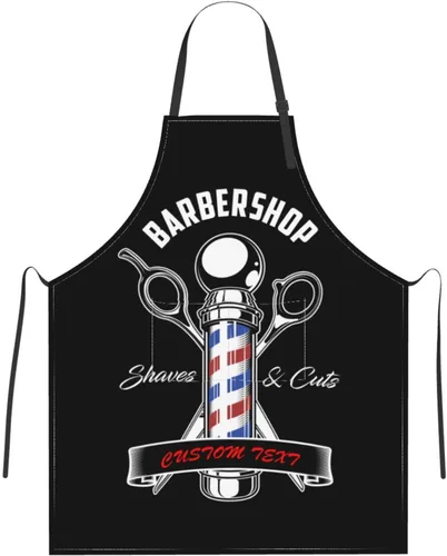 Miniatura 19 de Delantal de barbería personalizado para hombres y mujeres, delantal de texto personalizado con bolsillos, delantal ajustable personalizado