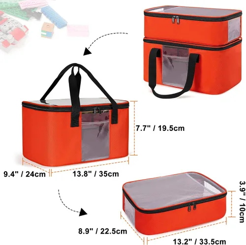 Miniatura 2 de Rexmica Bolsa organizadora de almacenamiento de juguetes grande de 2 piezas para ladrillos de construcción, estuche organizador de viaje