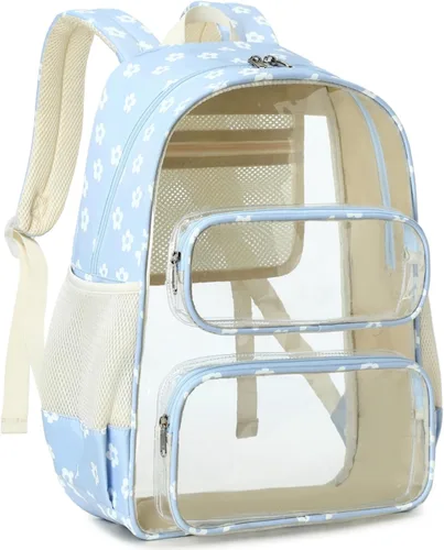 Miniatura 25 de CAMTOP Mochila transparente resistente y transparente para estudiantes, escuela, trabajo, festival, viajes, deportes, Beige, Mediana, Camtop Mochila
