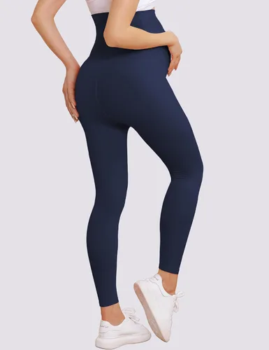 Miniatura 4 de QoBexim Leggings de maternidad sobre el vientre, ultra elásticos, pantalones de yoga para embarazo, con soporte para golpes, leggings