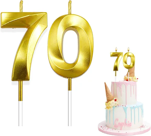 Miniatura 8 de Velas de cumpleaños para pastel, velas de cumpleaños con números dorados, decoraciones de pastel para cumpleaños, boda, aniversario, graduación