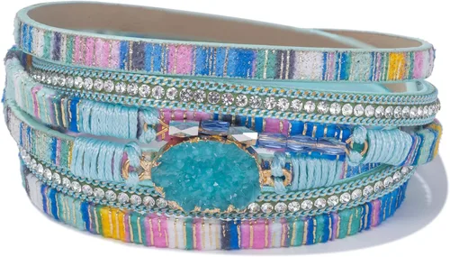 Miniatura 13 de FANCY SHINY - Pulsera de cuero estilo bohemio, pulsera de cuentas de cristal con cierre magnético, regalos de joyería para mujer