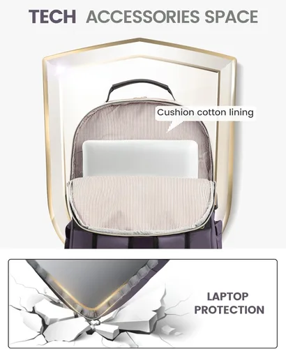 Miniatura 7 de LOVEVOOK Mochila para laptop para mujer, bolsa de trabajo de gran capacidad para computadora de viaje con compartimento para laptop de 17 pulgadas