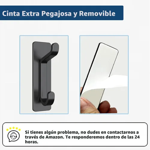 Miniatura 4 de pickpiff Paquete de 12 ganchos de pared para abrigo y toalla: colgador adhesivo de puerta de 13 libras, color negro