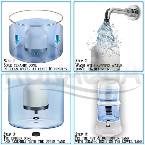 Miniatura 5 de Filtro de agua de cúpula de cerámica de repuesto de 0.2 a 0.5 micras para encimera y enfriadores de agua. Primera etapa de filtración, atrapa todas