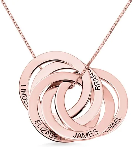 Getname Necklace Collar de anillo ruso grabado personalizado personalizado con nombre de la familia, collar de plata esterlina 925, joyería para el