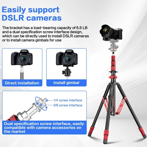 Miniatura 7 de FreeSea - Soporte de luz con bolsa de almacenamiento, trípode de aluminio de 87.4 pulgadas/2.22m para fotografía, para reflectores, cajas de luz
