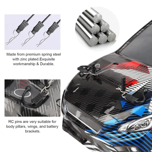 Miniatura 5 de Clips de cuerpo RC con lengüetas para 1/10 1/12 1/14 Arrma Axial SCX10 Redcat Tamiya HSP Himoto, paquete de 20 (plateado)