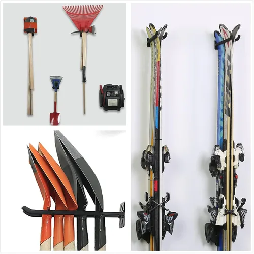 Miniatura 7 de TORACK Paquete de 4 ganchos para sistema de almacenamiento de garaje, organizador de herramientas de montaje en pared resistente, ganchos