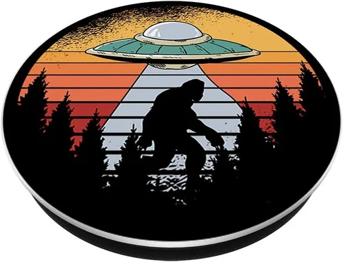 Miniatura 2 de UFO secuestro Yeti Sasquatch Alien Conspiracy Retro Bigfoot PopSockets PopGrip: agarre intercambiable para teléfonos y tabletas