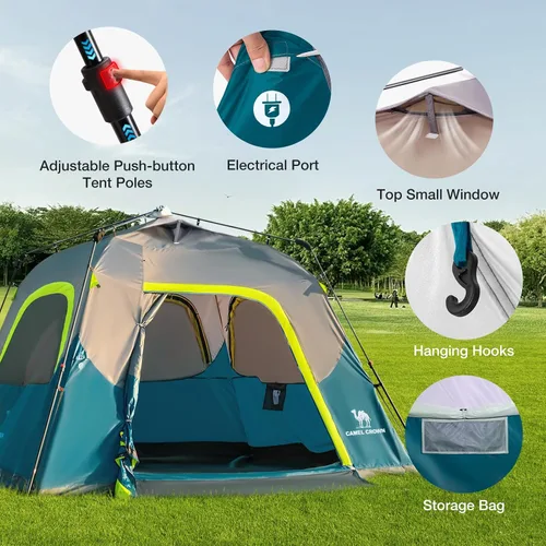 Miniatura 4 de CAMEL CROWN 4/6 Person Instant Cabin Tent, Pop Up Windproof Tents for Camping, 60-Second Setup Family Tent with Carry Bag for Outdoor Hiking Azul