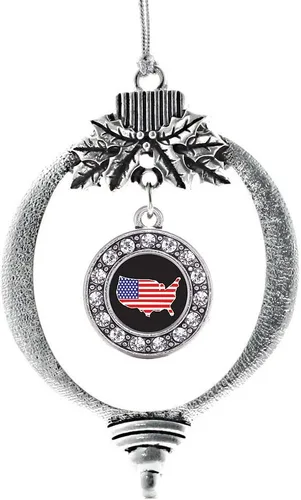 Miniatura 236 de Inspired Silver - Twin One - Adorno festivo de Navidad de plata - Adorno festivo de árbol de Navidad con dije de círculo y circonita cúbica
