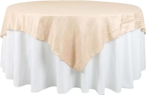 Miniatura 7 de Efavormart - Mantel cuadrado de tafetán arrugado de acordeón beige de 72 x 72 pulgadas
