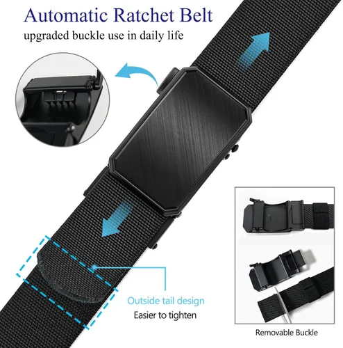 Miniatura 3 de LionVII Cinturón para hombre con trinquete elástico, cinturón elástico para el trabajo con hebilla automática para hombres, 1 3/8" ajustable