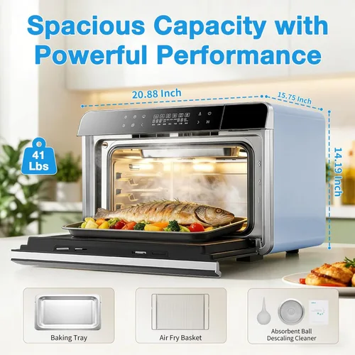 Miniatura 3 de ROBAM Horno combinado con freidora de aire tostadora, horno de vapor de encimera 14 en 1 con convección de vapor para asar y hornear, cocción